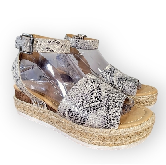 Soda Snake Print Espadrilles Sandals Wedges Size 7 - Picture 14 of 14